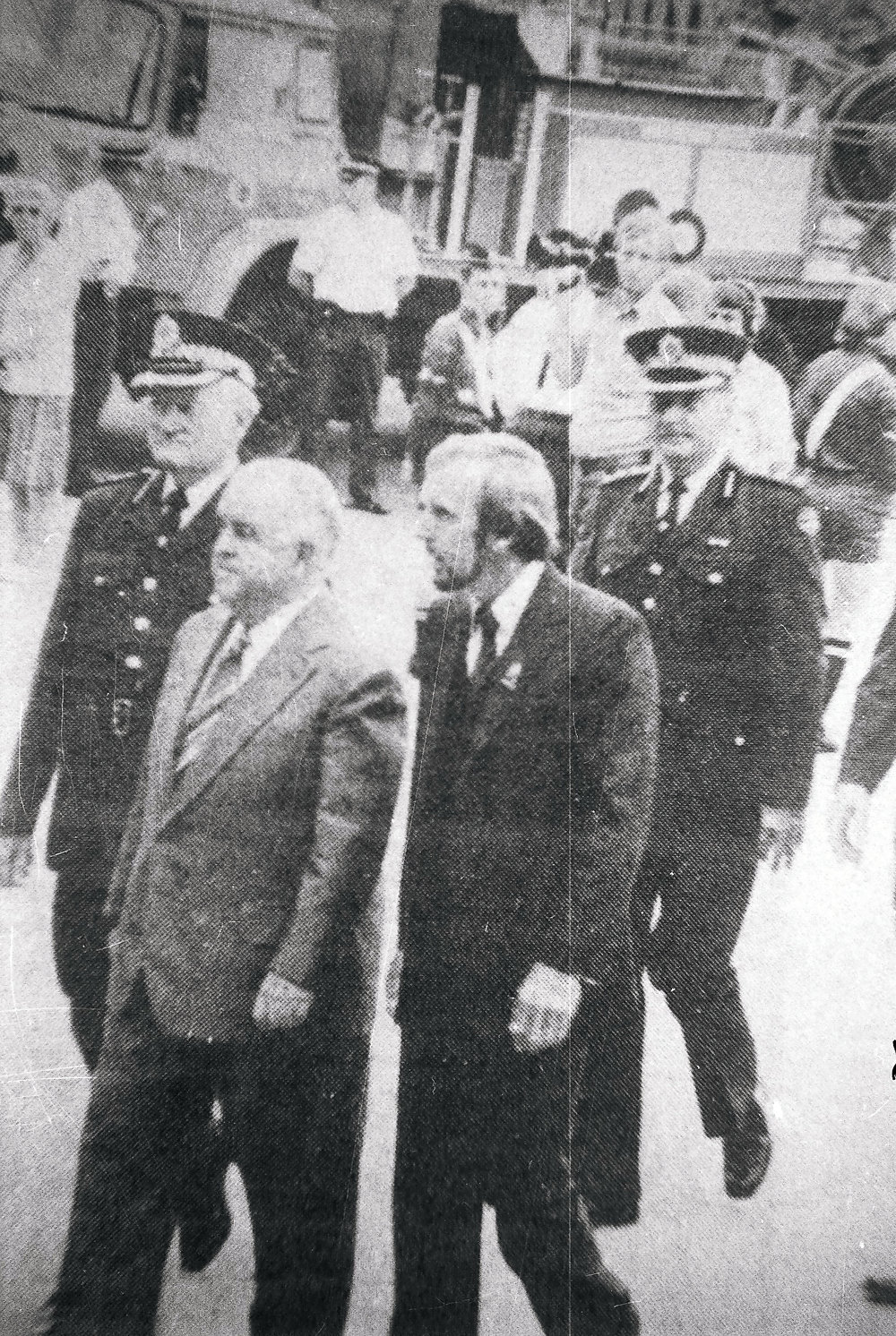 MP Crabtree and Shire President Allan Andrews at Civic Centre memorial service to honour five who lost their lives at Heathcote, 1980