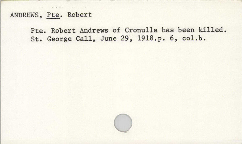 Andrews, Pte. Robert