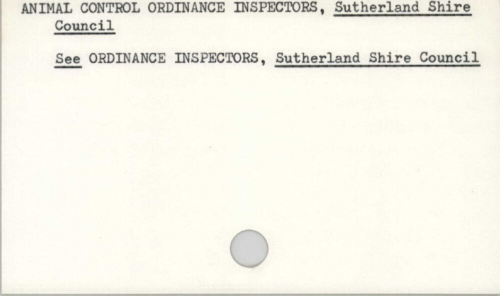 Animal Control Ordinance Inspectors, Sutherland Shire Council