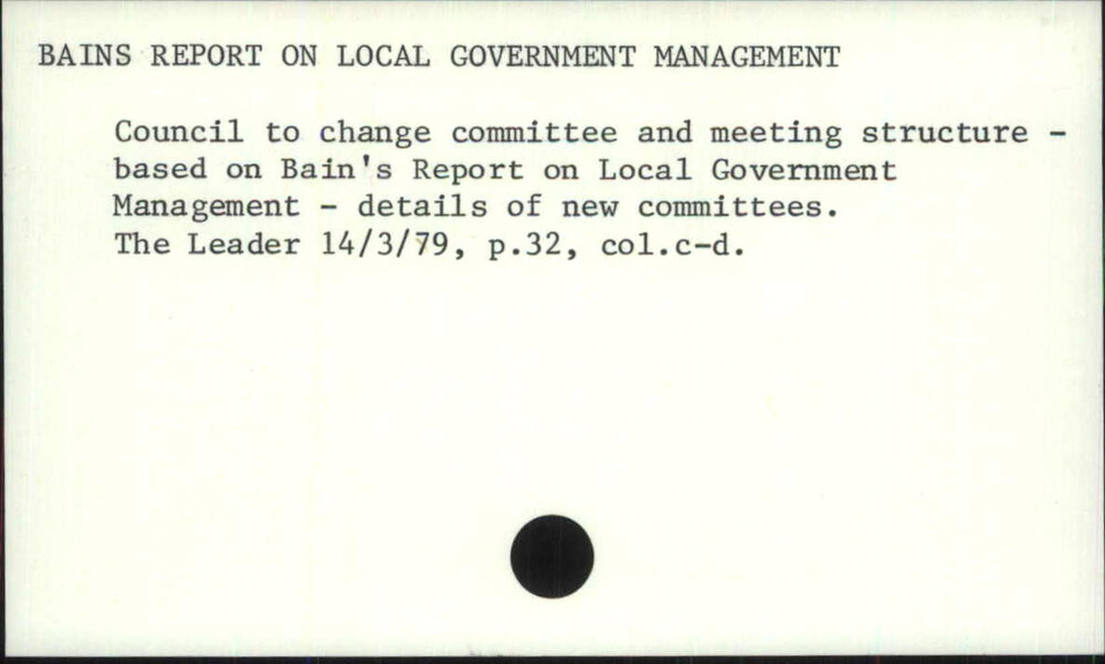 Bains Report On Local Government Management