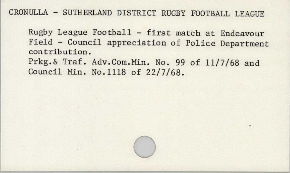 Cronulla - Sutherland District Rugby Football League