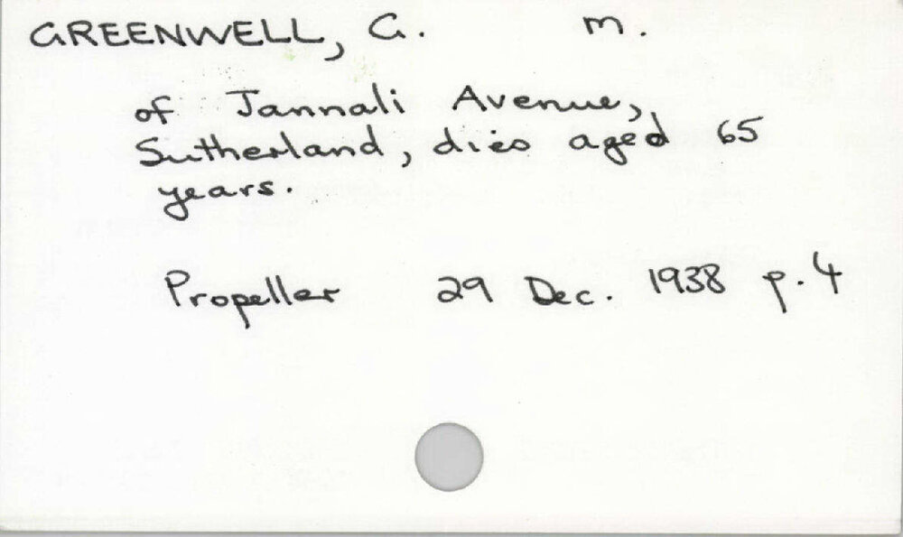 Greenwell, G. M.