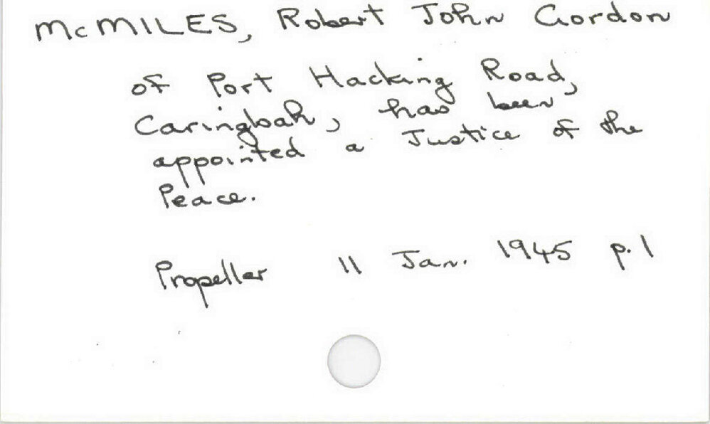 Mcmiles, Robert John Gordon
