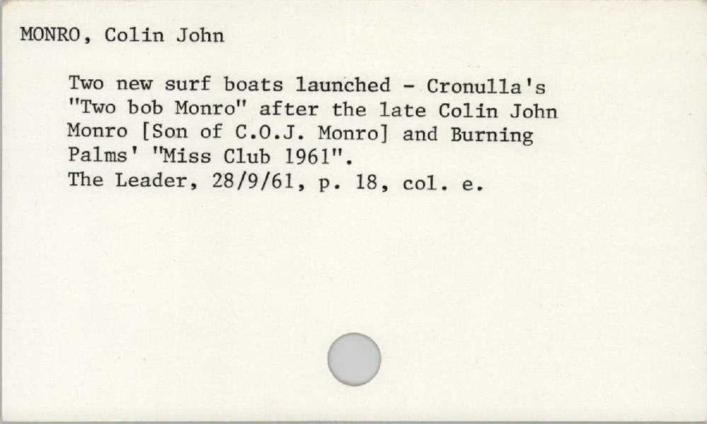 Monro, Colin John