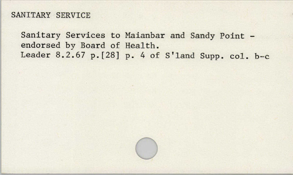 Sanitary Service 1965 - 1972