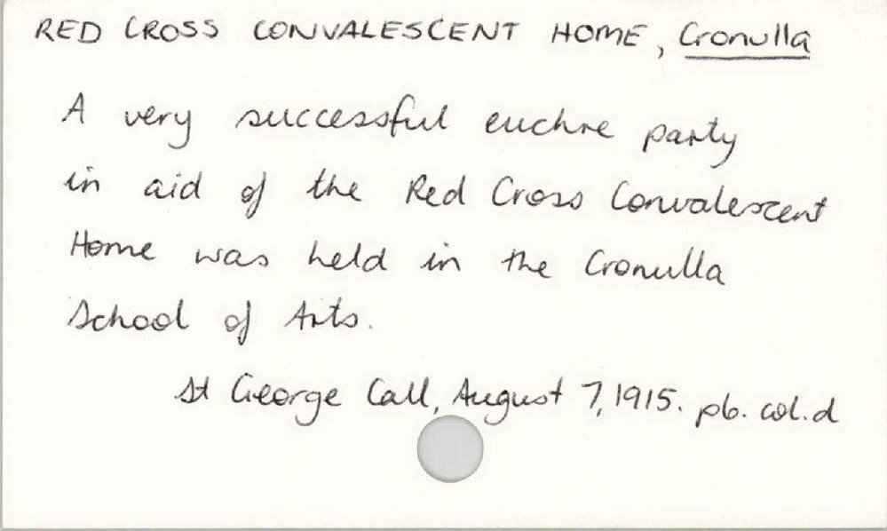 Red Cross Convalescent Home, Cronulla