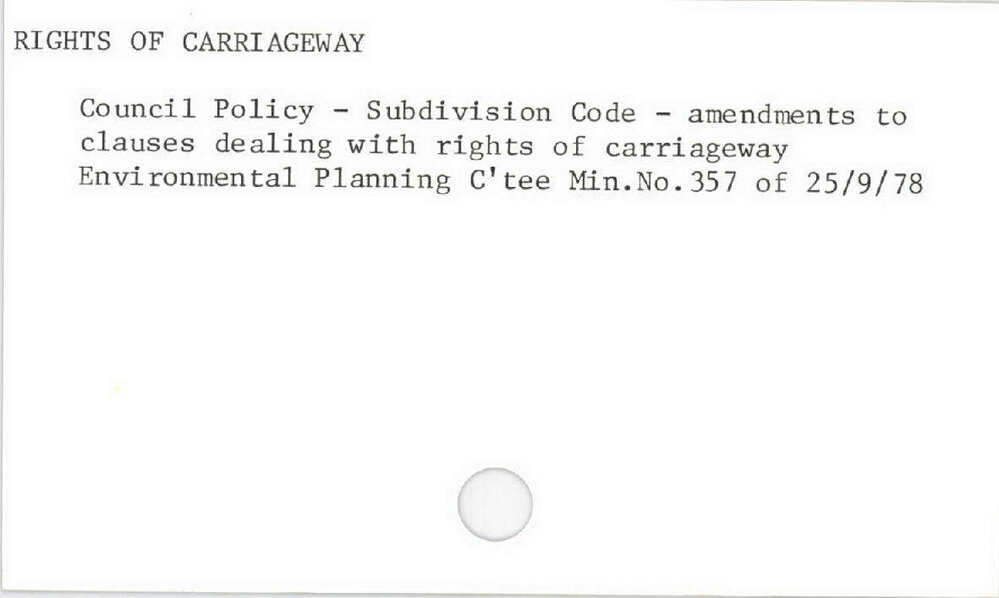 Rights Of Carriageway