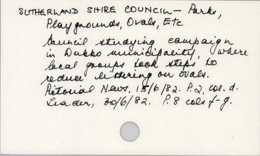 Sutherland Shire Council - Parks, Playgrounds, Ovals, Etc