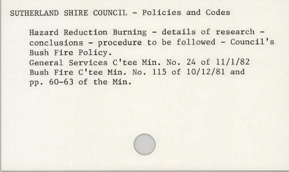 Sutherland Shire Council - Policies And Codes 1976 - 1990