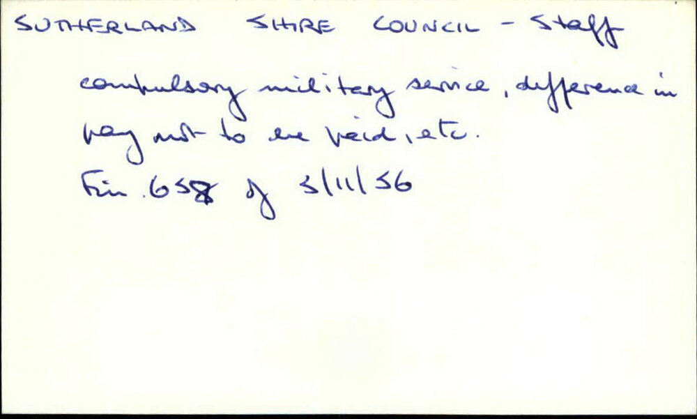 Sutherland Shire Council - Staff 1945 - 1965
