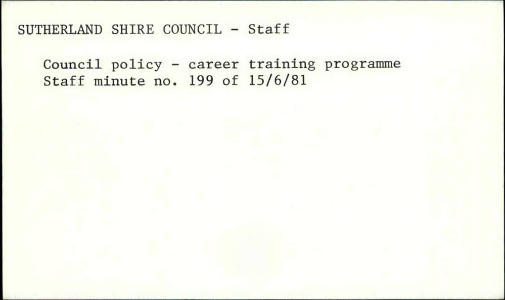 Sutherland Shire Council - Staff 1976 - 1990