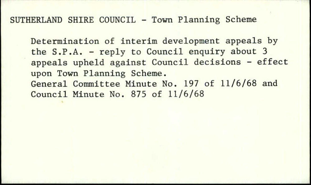Sutherland Shire Council - Town Planning Scheme