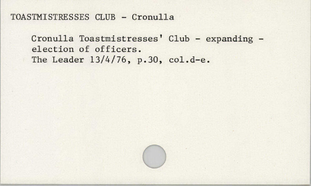 Toastmistresses Club - Cronulla