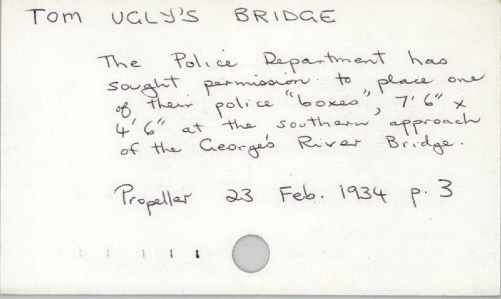 Tom Ugly'S Bridge 1922 - 1945
