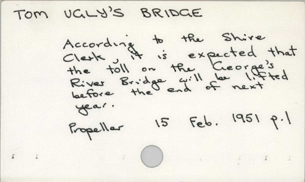 Tom Ugly'S Bridge 1945 - 1965
