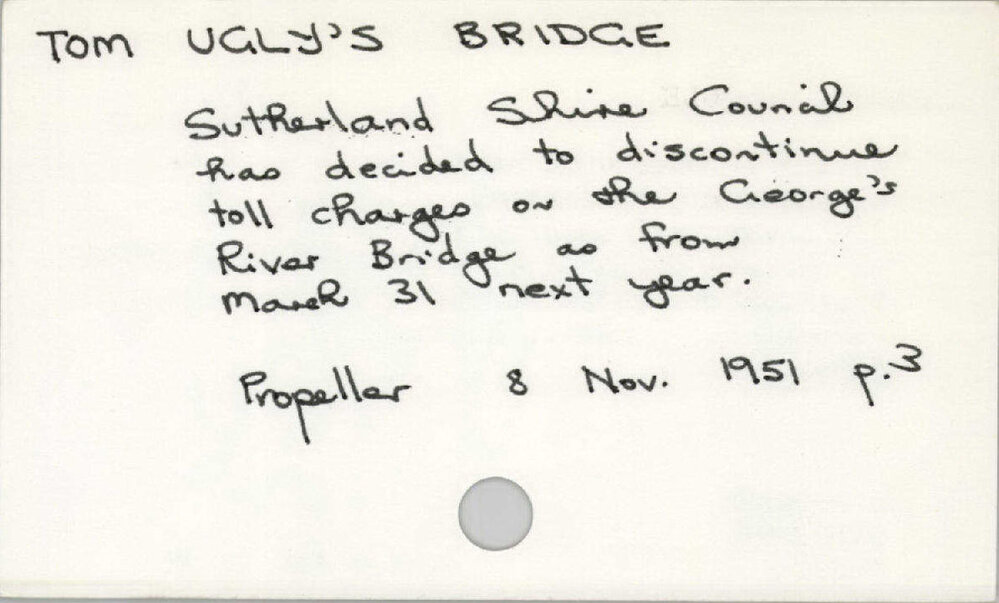 Tom Ugly'S Bridge 1945 - 1965