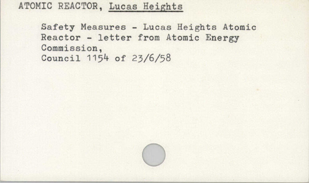 Atomic Reactor, Lucas Heights 1945 - 1965