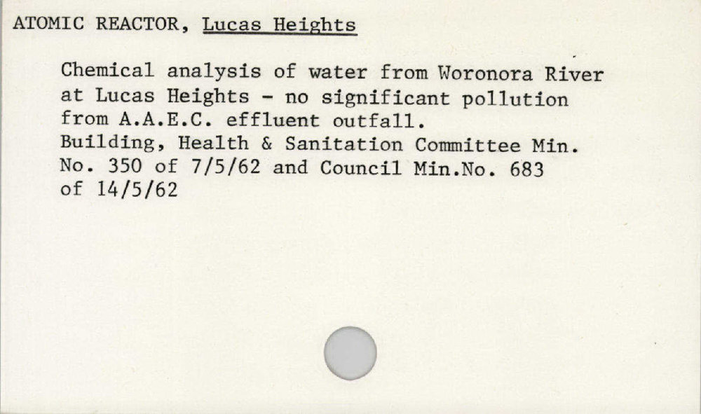 Atomic Reactor, Lucas Heights