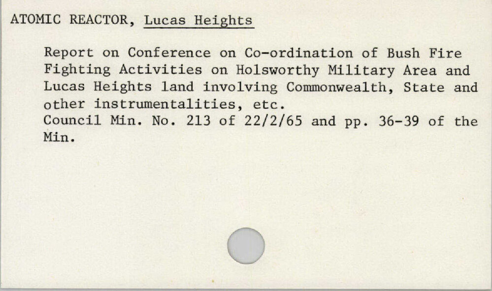 Atomic Reactor, Lucas Heights 1945 - 1965