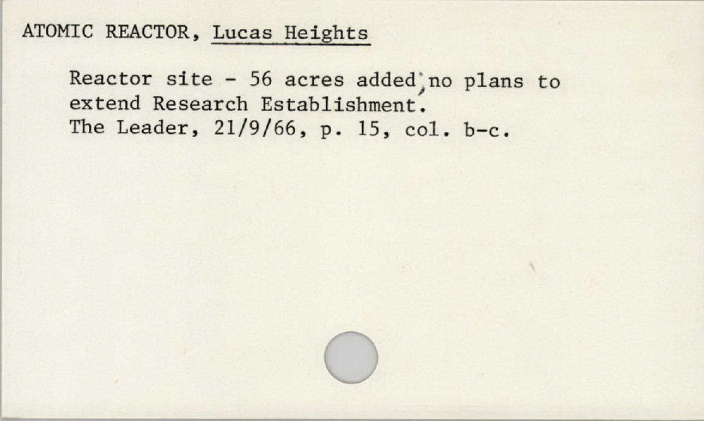 Atomic Reactor, Lucas Heights 1965 - 1972