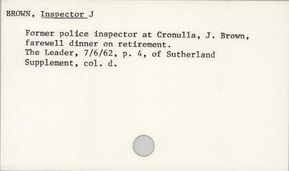 Brown, Inspector J