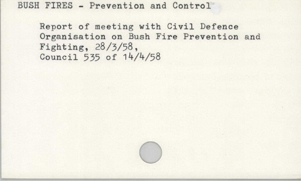 Bush Fires - Prevention And Control 1945 - 1965