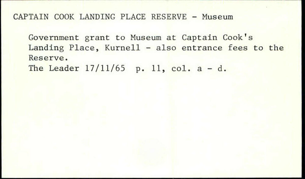 Captain Cook Landing Place Reserve - Museum