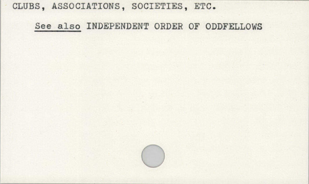 Clubs, Associations, Societies, Etc.