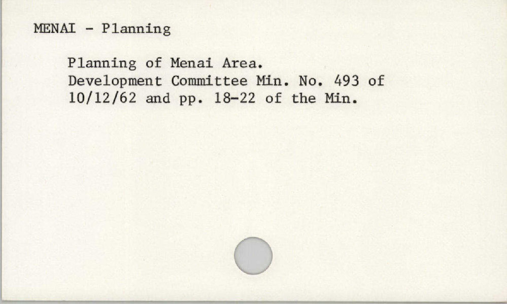Menai - Planning