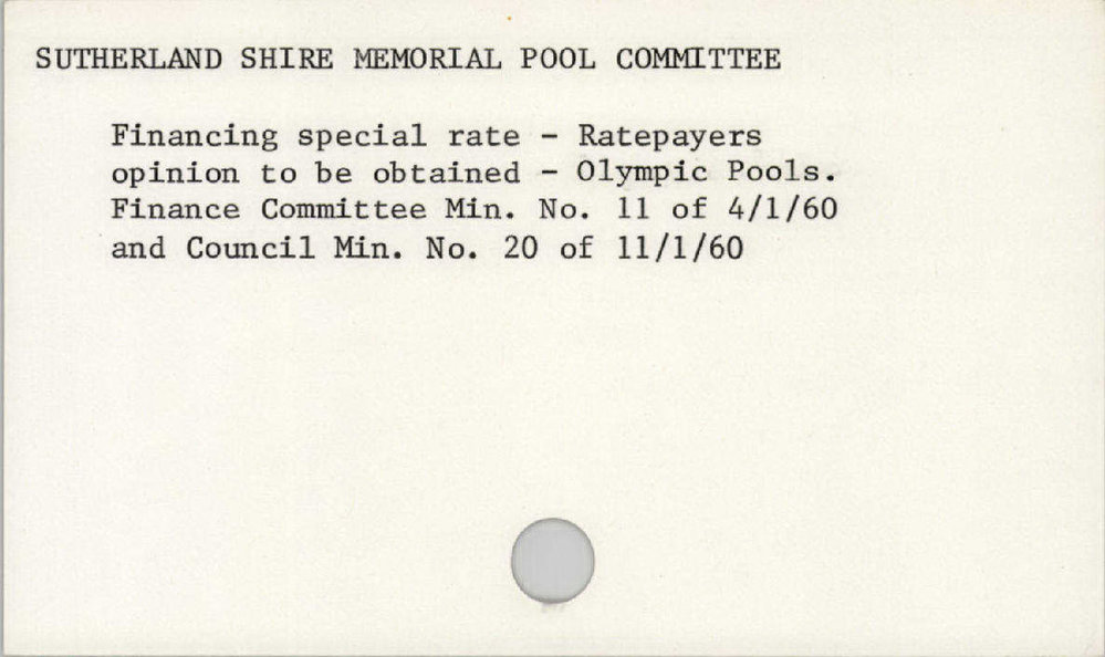 Sutherland Shire Memorial Pool Committee