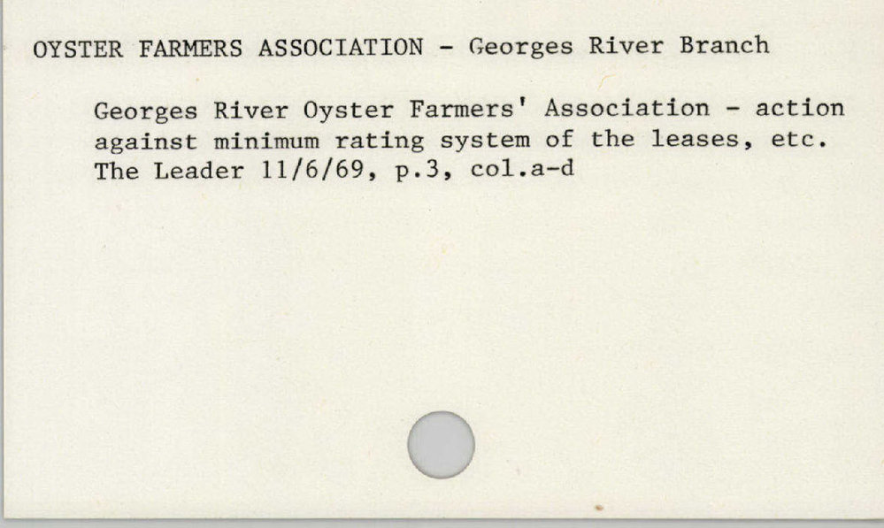 Oyster Farmers Association - Georges River Branch