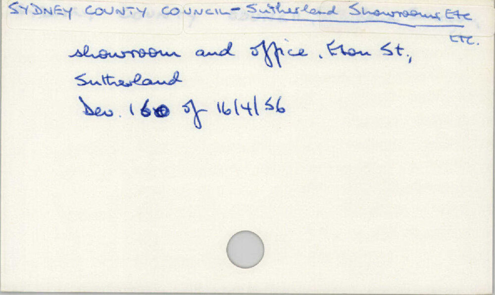 Sydney County Council - Sutherland Showrooms Etc.