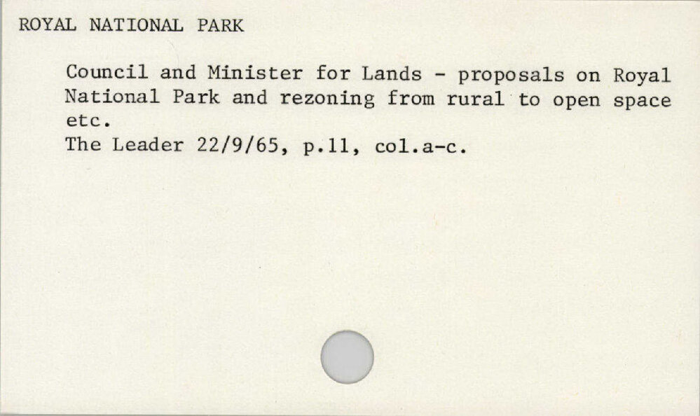 Royal National Park 1965 - 1972