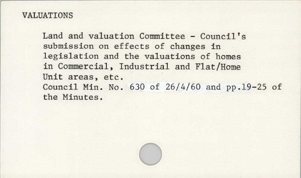 Valuations 1945 - 1965