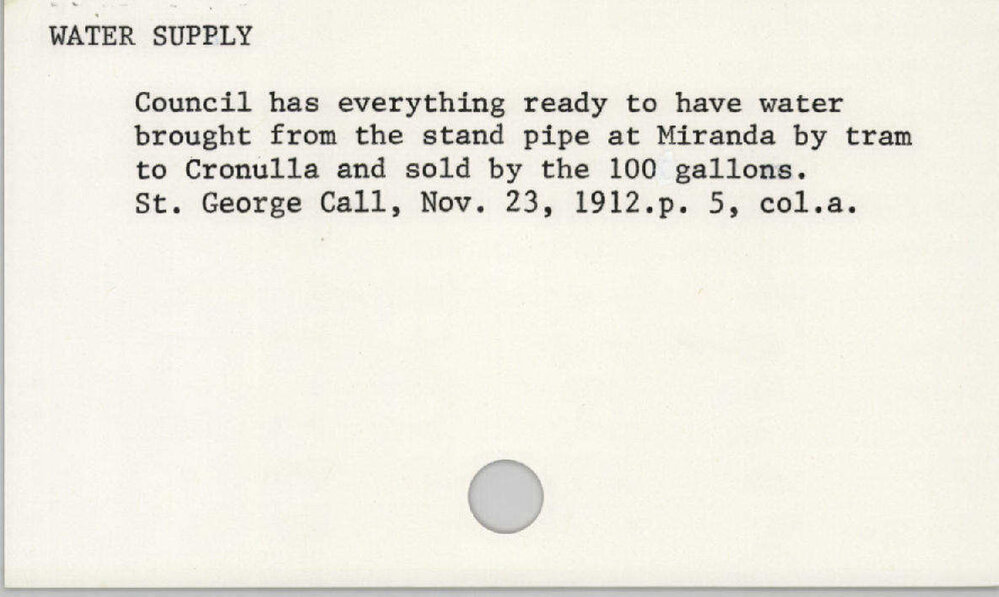 Water Supply 1901 - 1945
