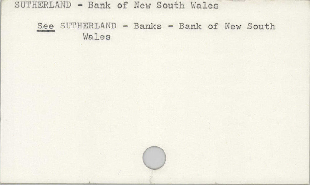 Sutherland - Bank Of New South Wales