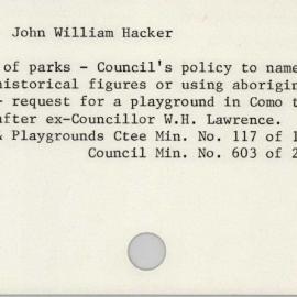 Lawrence, John William Hacker
