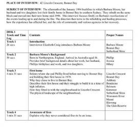 Barbara Moore Interview Log Sheet