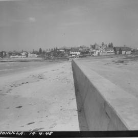 Cronulla Beach North looking south along the retaining wall, January, 1947 - March, 1949