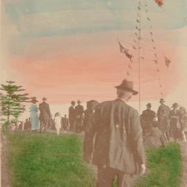Flagpole with flag flying at Captain Cook's Landing Place Reserve, Kurnell, ca. 1920s