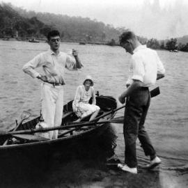 Georges River at Como, with people in boat on shore, ca. 1931