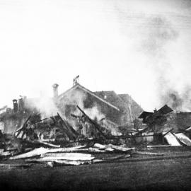 Brinsley's Joinery Works after the fire in 1929