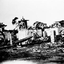 Brinsley's Joinery Works after the fire in 1929