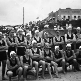 Cronulla Surf Lifesaving Club members at a beach carnival, ca. early 1920s
