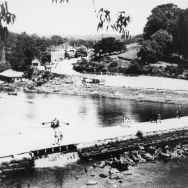 Audley causeway with tourists and rowers on the river, ca. 1930- 1940
