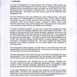 [Report] Deer Management Plan for Royal National Park: 2005 Annual Report