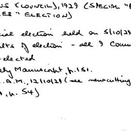 Elections (Council), 1929 (Special Bridge Passes Election)