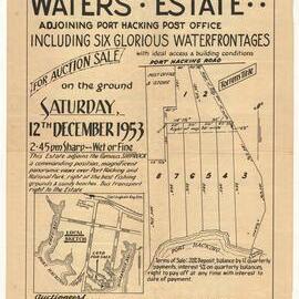 Port Hacking Waters Estate adjoining Port Hacking Post Office : including six glorious waterfrontages with ideal access and building conditions : for auction sale on the ground Saturday, 12th December 1953, 2.45 pm sharp - wet or fine 