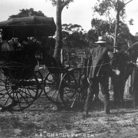 A. Charlesworth and wagonette at Yowie Bay, ca. 1900s