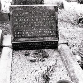 Grave of Charles and Gertrude B. Bentley, Woronora Cemetery, Sutherland, after 1950